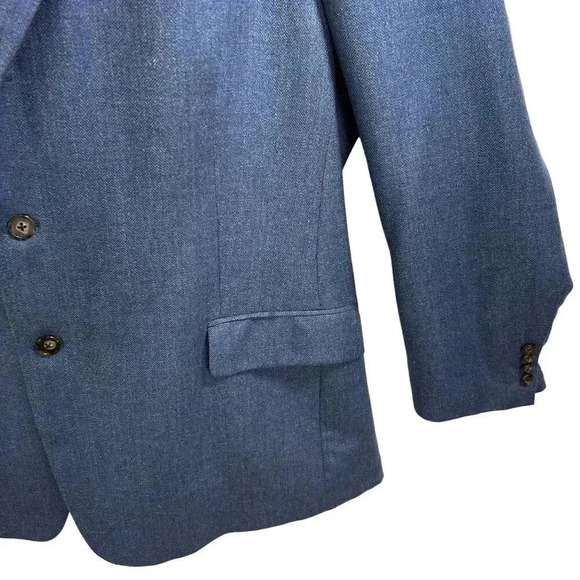 Joseph Abboud 48R 55% SILK 45% WOOL American Soft Jacket Blue Check Parisian USA - Picture 4 of 16